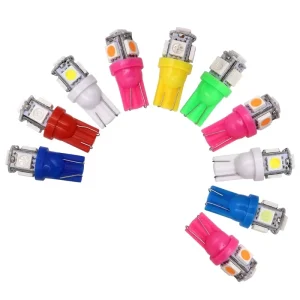 Car LED T10 W5W 5050 5SMD Reading Dome Lamp 168 194 192 DC 12V License Plate Bulb Marker Wedge Light White Red Blue Color