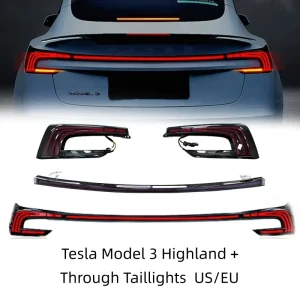 Car LED Through Tail Lights for Tesla Model 3 Full LED Tail Lamp Dynamic Turn Signal Light Tail Lamp Assembly