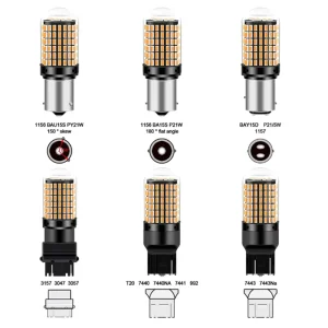 Car LED Turn Signal Brake Light Reverse Light 1156 144SMD 3014 High Brightness 12V 5W Decoder Constant Current Anti Flicker