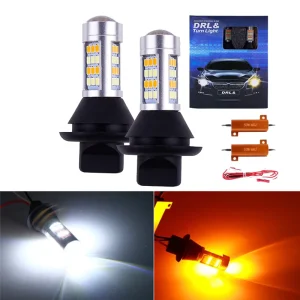 Car LED Two Color Turn Signal Daytime Running Light with Decoding BAU15 T20 2835 42 Lights PY21W Turning Light