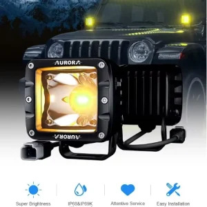 Car LED Universal Daytime Running Light Spotlight Auxiliary Light A pillar Light Dual-color High Brightness Waterproof 9-36V 30W