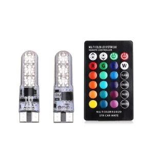 Car LED Width Indicator T10 Silicone License Plate Light Flashing Motorcycle 12V 2W Car Lights Bulbs RGB W5W LED Dome Wedge Side