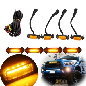 Car LED for Toyota Tacoma Grille Light Amber Four port Warning Lights Fog Lamp Led DRL Decorative Tuning Light