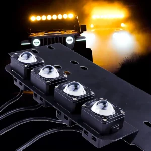 Car Led Auxiliary Lights Dual White Yellow Flashing Spotlights Fog Light Led License Plate Lights with Remote Control