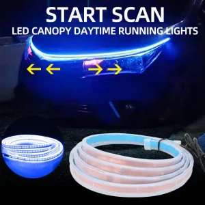 Car Led Lights Exterior RGB Hood Light Strip Multicolor Dynamic Scan Start up Hoodbeam Kit DRL Daytime Running Lights