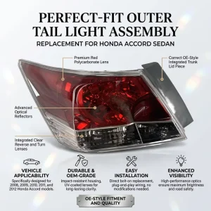 Car Led Tail Light for Hondas Accords Factory Selling Tail Lamp 33500TA0A01 with Reversing Brake Lights