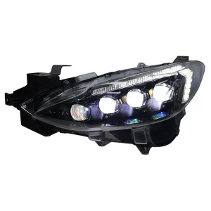 Car Light for Mazda 3 Axela LED Auto Headlight Assembly Upgrade Crystal Bifocal 4 Lens Front Lamp Accessories