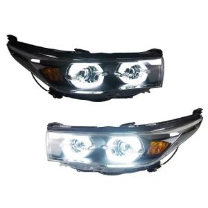 Car Light for Toyota Highlander Kluger LED Auto Headlight Assembly Upgrade Angel Eyes Design Bifocal Lens Front Lamp