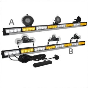 Car Lighting Manufacture 12v Red Blue Yellow 24 LED Warning Emergency Strobe Lights Strobe Flash Light Bar for Car