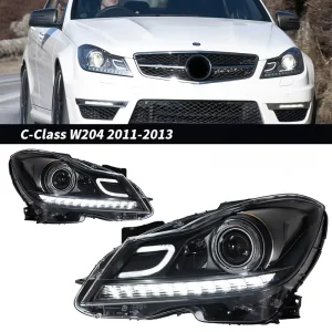 Car Lights For Mercedes Benz C Class W204 Dynamic Signal Head Lamp LED Lens Headlight Flowing Turn Signal Lamp
