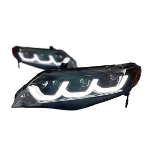 LED Headlights Projector for Honda Civic 8th Gen with Daytime Running Light 5000K 4000 Lm