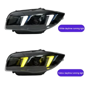 Car Modified Fang Style Plug and Play Front Lens Light DRL Assembly Dual Color LED Headlight for BMW 1 Series E87