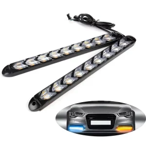Car Motorcycle Car LED Light Strip Tail Brake Stop Turn Signal License Plate Light 18 LED Red Amber Color DRL Running Lights