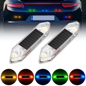 Car Motorcycle Decoration Light Red Blue Flash Solar Powered Accessories for Car Warning Light Exterior Lighting