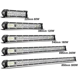 Car Offroad LED Light Bar 12V 24V Driving Work Lamp 7D Tri Row 8 15 20 25 30 40 Inch Work Light for Truck SUV ATV 4×4
