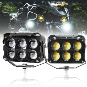 Car Projector Lens 6LED Motorcycle Spotlight 6000K White Yellow Headlight Driving Work Light Fog Lamp Front Position Trucks