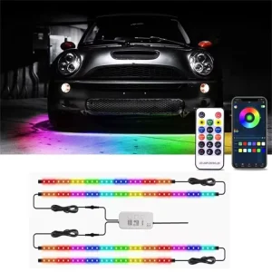 Car RGB Chasing Underglow LED Light APP Remote Control Auto Ambient Music Light Under Car