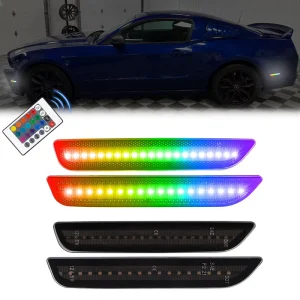 Car RGB Color Front&Rear Fender Bumper LED Side Marker Light for Ford Mustang Turn Signal Lamp