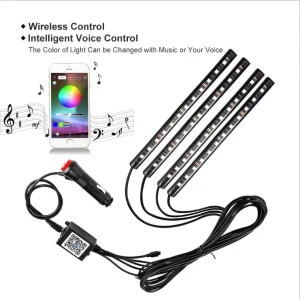 Car RGB LED Strip Light Atmosphere Lamps Car Interior Light With 12 Led Bluetoo APP LED Strip Lights