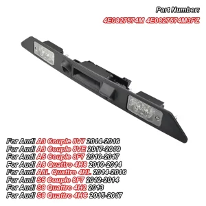 Car Rear Trunk Grip License Plate Light Trim Assembly for Audi A5 S5 RS5 OEM 4E0827574M3FZ 4E0827574H3FZ 4E0827574K3FZ