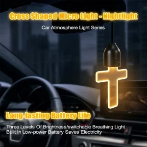 Car Rearview Mirror Hanging LED Cross Pendant Ambient Light 2 Color Glowing Ornament for Truck SUV Interior Decoration