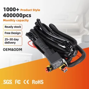 Car Relay Wire Harness 12V 4Pin Relay Waterproof Plug Cable Loom for LED Driving Fog Lights Offroad Auxiliary Lamp Wiring Kit