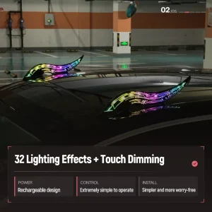 Car Roof Dragon Horn LED Light Dynamic Flashing Warning Light Auto Roof Spoiler Decor Lamp Exterior Accessories