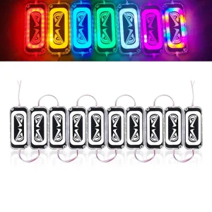 Car Short Demon Eye Strobe Warning Light RGB Multi Color 12V LED Side Marker Light for Auto Truck Trailer