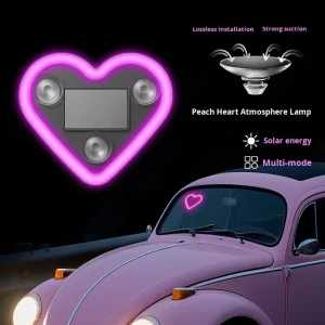 Car Solar Powered Wireless LED Heart Shaped Light Triangular Window Interior Atmosphere Neon Light Auto Interior Lighting