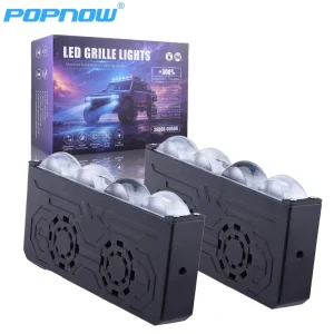 Car Spotlights LED Grille Lights 4 Lens Driving Fog Work Lights 3000K 6000K Auxiliary Lights for Motorcycle Cars
