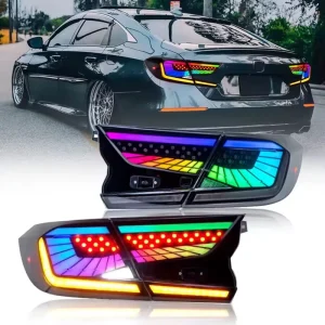 Car Taillights for Honda Accord Color-changing RGB Mode LED Water Steering Taillights Running Lights