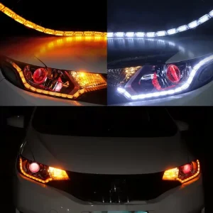 Car Tear Eye Crystal Sequential White Yellow DRL With Turn Signal Light 50CM Assembly LED Eye Crystal Lamp