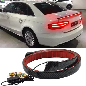 Car Trunk Tail Brake Lights Carbon Fiber 12V LED High Rear Additional Stop Light Multifunction Turn Signal Running Lamp