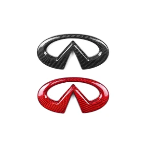 Carbon Fiber 3K Dry Gloss Front Logo Trim Frame Bezel Cover 3M Self adhesive Car Interior Part for Infiniti Q50L 2014 to 2022
