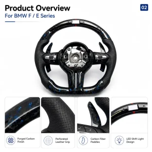 Carbon Fiber Flat Bottom LED Screen Shift Light Quick Release Boss Kit Perforated Leather for Sporty Design OEM ODM