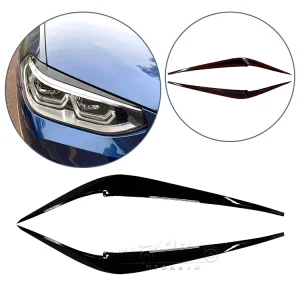 Carbon Fiber Front Headlight Lamps Eyelids Cover Eyebrow Trim for BMW X3 G01