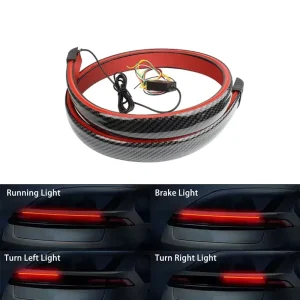 Carbon Fiber LED Taillights Light 120cm LED Spoiler Light for Car Brake Reverse Turn Signal Light 12V Decoration Strip