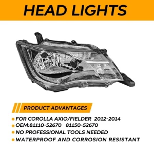 Cars Lamps Head Light for Toyota Corolla Axio Fielder Front Light Head Lamp
