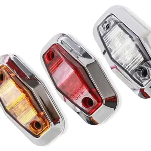 Chrome 2LED 10-30V Side Marker Lamp Indicators for Red Amber White Green Blue on Howo Truck Trailer Lorry Tractor