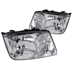 Chrome Clear Front Headlight Assembly Built in Fog Lamp Auto Lighting Replacement Spare Parts Pair