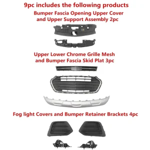 Chrome Grille Bumper Fascia Assembly Fog Light Covers for Chevy Trax