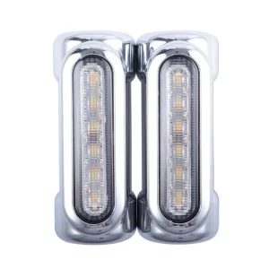 Chrome Long Housing Motorcycle Lighting System LED Lights for Harley White Amber LED for Crash Bars
