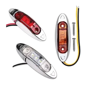Chrome Truck Side Marker Light 12-24V LED Side Clearance Signal Lights Marker Lamp with Chrome Bracket IP67