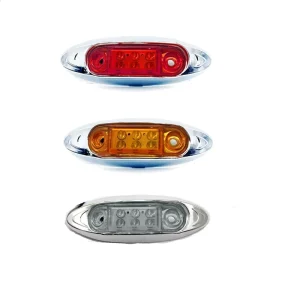 Chrome Truck Side Marker Light 12-24V LED Side Clearance Signal Lights Marker Lamp with Chrome Bracket IP67