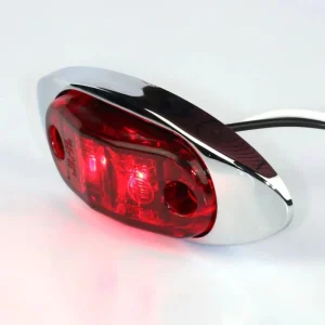 Chrome Truck Side Marker Light 12-24V LED Side Clearance Signal Lights Marker Lamp with Chrome Bracket IP67