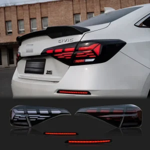 Civic Tail Lights LED Assembly for Honda FE Sedan 11Gen RS Style Sequential Dynamic Startup Animation Plug-n-Play