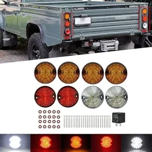 Coloful 8PCS LED Upgrade Kit Turn signal Indicator Lamp for Land Rover Defender 90 110 90 Brake Stop Tail Position Lights