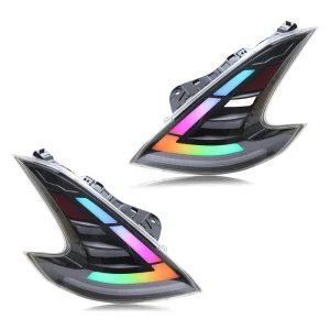 Color Car LED Tail Lights with Dynamic Sequential Rear RGB Transparent Tail Lights Suitable for Nissan 370Z 13-19