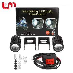 Commercial Aluminum Waterproof Car Front Fog Night Light Modified Auxiliary Headlight Dimming Color Motorcycle Mini Light