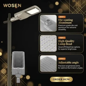 Commercial Outdoor AC LED Street Light IP65 150W Aluminum Adjustable Area Lighting Post Top Road Light ENEC Certified